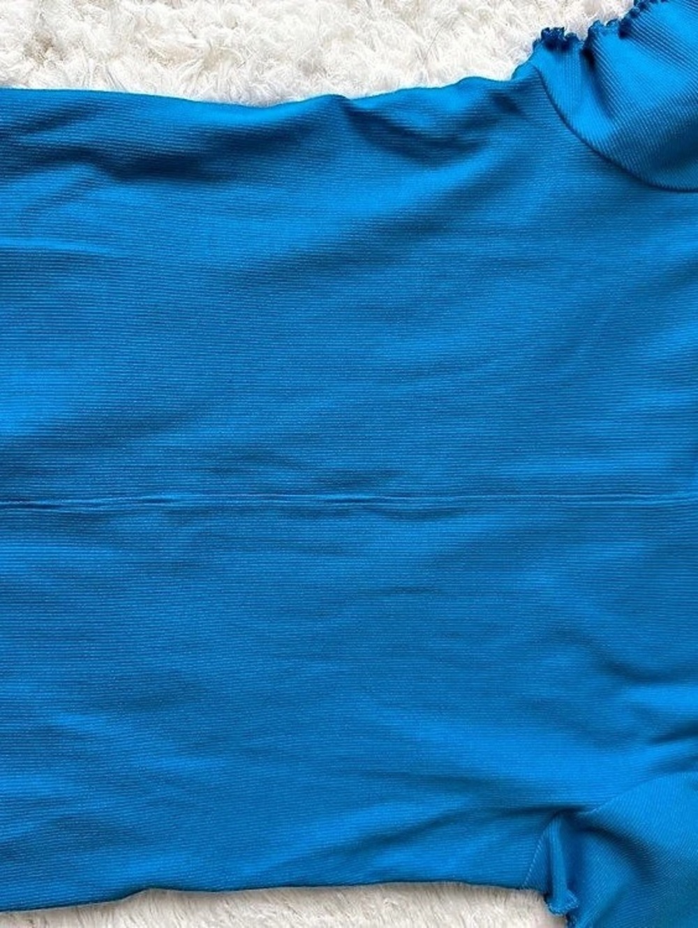 PILCRO Ribbed Short Sleeve Top in Blue Size Medium